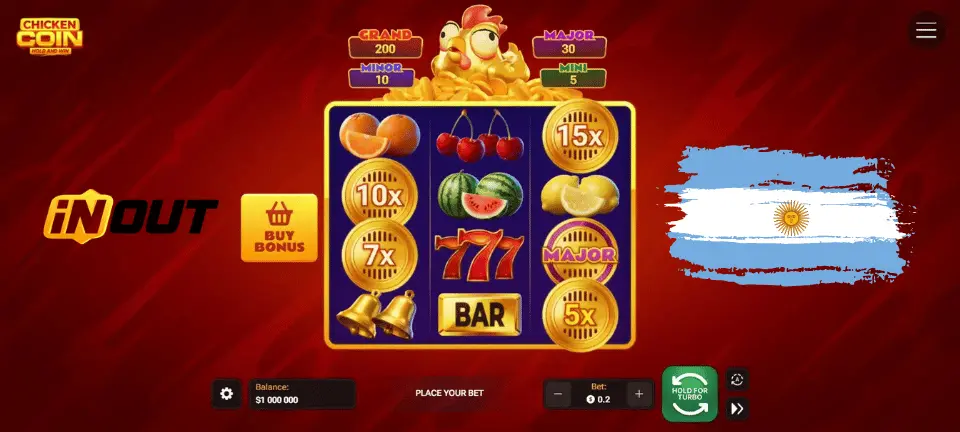 Imagen del juego «Chicken Coin» con la bandera de Argentina